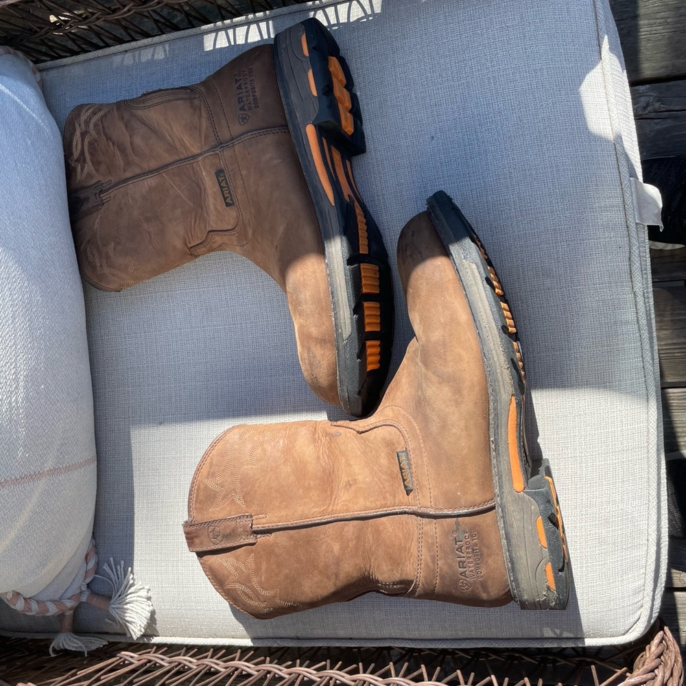 Ariat Men's Tan and Orange Work Boots